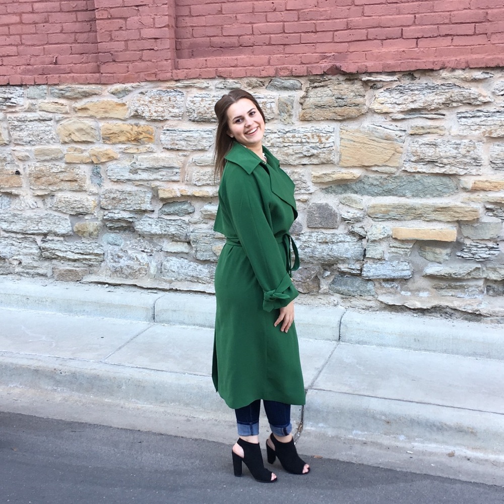 H&M|| Green Trench Coat